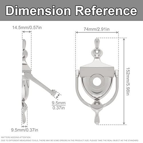 Hojlkld Door Knocker And Viewer, 6 Inch Height Knocker, 180-Degree View Angle Peephole, 9/16 Inch Bore, For 1-3/8" To 1-7/8" Thickness Door (Satin Nickel) #TOP1