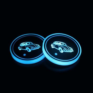 Car Cup Light Holder, LED Cup Pad Holder RGB 7 Colors Changing Lights USB Car Cup Coasters2 Pack H