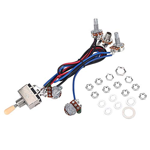 Gkikirty エレキギター配線ハーネスキット、2T2V 3ウェイトグルスイッチ500K ポットとジャック ギター交換用レスポールLPギター