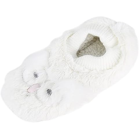 Home Slipper Women's Ballet Style Pulsh Slippers Socks Non-Slip Bedroom Indoor Flats,White Owl Cover