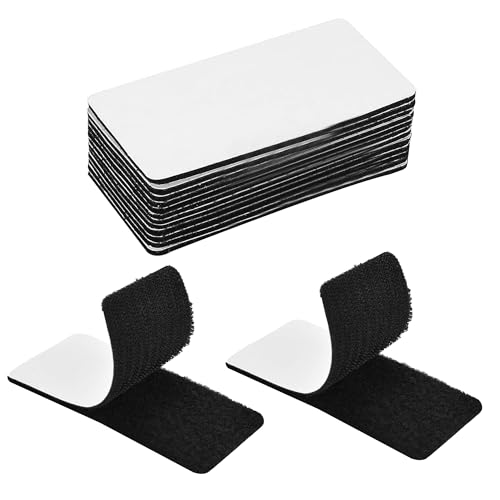 12Piece Industrial Strength Sticky Pads, Double Sided Velcro Tape Double Sided Tape Heavy Duty, Double Heavy Duty Velcro Reusable for Hanging, Mounting or Organizing Items - Black (50×100mm)