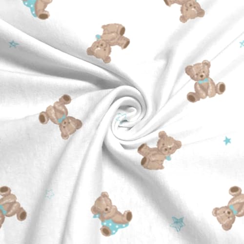 Image of American Baby Company 2 Pack 100% Natural Cotton Fitted Mini Crib Sheets 38 inch x 24 inch - Soft & Breathable Small Nesting Portable Sheets, Fits Pack N Play Mattresses, Bear and White, for Boys & Girls