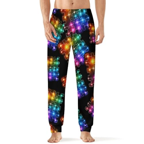 Puzzle Autism Neon Lights Men's Pajama Pants Lounge Pant Sleepwear PJ Bottoms