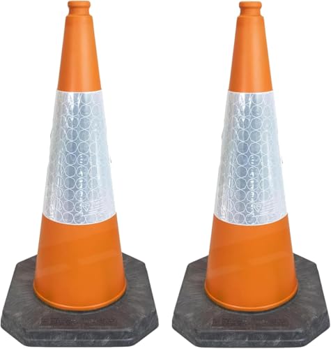 Image of Street Solutions UK - 2 x 750mm Orange Road Traffic Cones - Self Weighted - Premium Quality Safety Cone - Strong and Durable - with Extremely Low Centre of Gravity