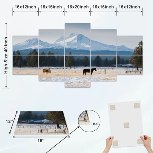 10 Pack Paneles Acústicos de Arte, Tres Hermanas Ranch Caballos Cascada Montañas Oregón Paneles Absorbentes de Sonido Decorativos para Pared Tratamiento Acústico para Estudio Oficina en Casa miniatura 2