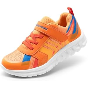 DREAM PAIRS Girls Boys Shoes Kids Tennis EZ-Ons Quicksteps School Sneakers Breathable Running Athletic Shoes 11 Little Kid Orange/Royal Blue