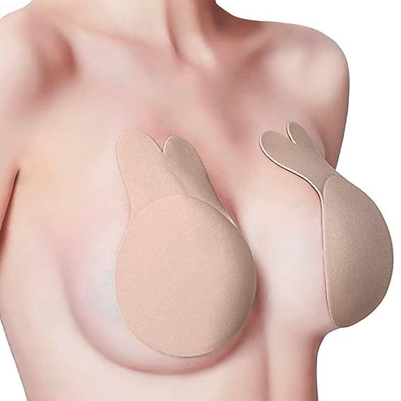 reeyansh creation Women's & Girls Nipple Cover Strapless Bra 2 pcs Instant Breast Lift Sticky Bra Backless Invisible Push up Self Adhesive Bra Reusable Silicone Breast Lift Up Wire. (Beige)-picture-48