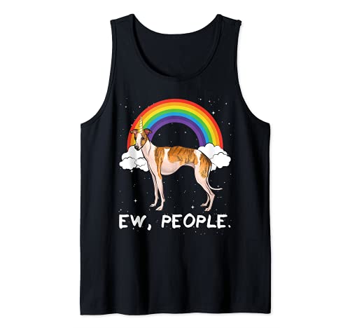 Rainbow Whippet Ew People Unicorn Dog Tank Top, Black, S