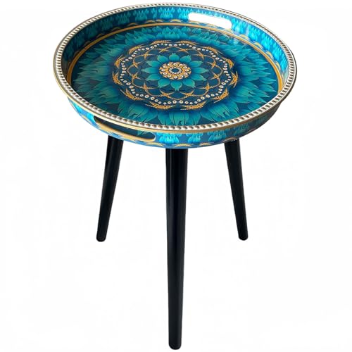 Simmer Stone Tables d'appoint rondes d'intérieur avec 3 pieds en bois détachables, table plateau polyvalente, parfaite pour table basse ronde à café et à thé, et...