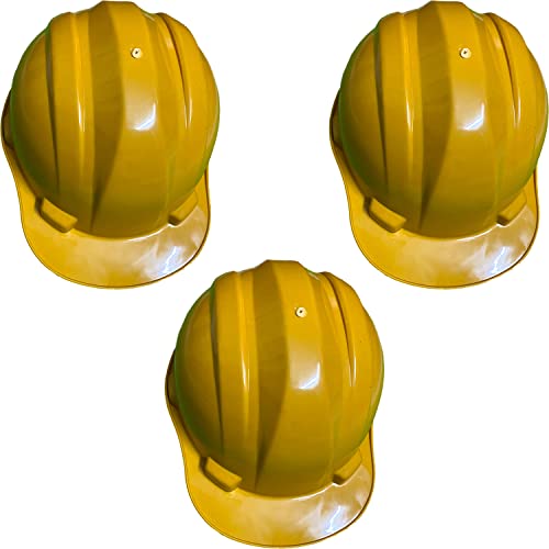 Image of LADWA Yellow Heavy Duty Superior Safety Helmet, ISI Marked Protective Hard Hat for Construction, Factory and Industrial Safety Work (Pack of 3)