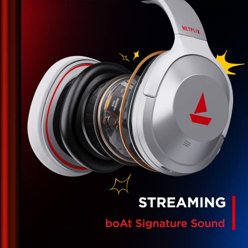 Image of Boat Nirvana 751 ANC Netflix Stream Edition Hybrid Active Noise Cancelling Bluetooth Over Ear Headphones with Up to 65H Playtime, ASAP Charge, Ambient Sound Mode, Immersive Sound, Carry Pouch(Silver)