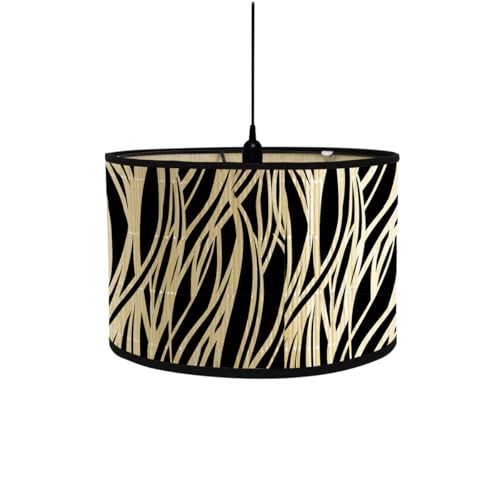 FANSU Vintage Bamboo Lamp Shades for Table Lamps, Round Drum Light Shade Woodsy Decor Pendant Lampshades,Pattern Chandelier Lamp Covers Ceiling Lampshade (30 * 20cm,Branches)