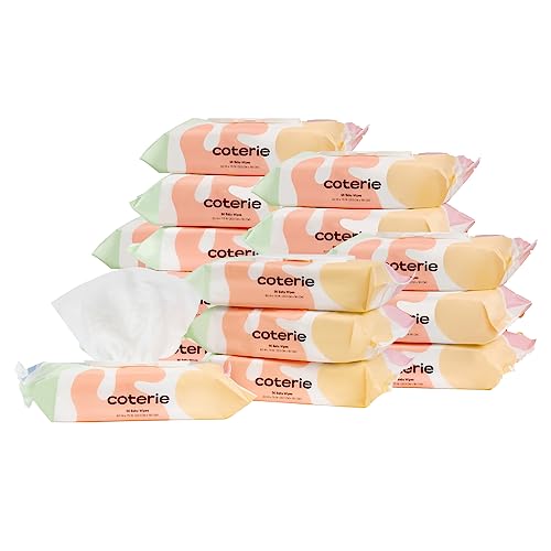 Image of Coterie Baby Wipes, 16 Packs, 896 Count, Unscented Wipes, 99% Purified Water, Plastic-Free & Plant-Based Fibers, Fragrance Free & Hypoallergenic Sensitive Skin Newborn Baby Essentials…