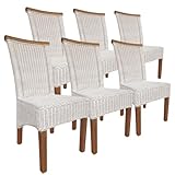 Amago home Rattanstühle Esszimmer-Stühle Perth Esstisch Stühle weiß Korbstühle nachhaltig Größe 6er Set, Farbe ohne Sitzkissen