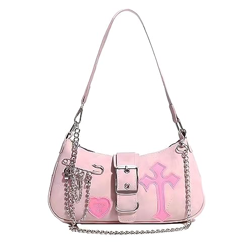 FONETTOS Punk Bag, Sourpuss Gothic Tote Purse Y2K Cool Style Trendy Women Shoulder Bags Rock Fashion Girls Handbag