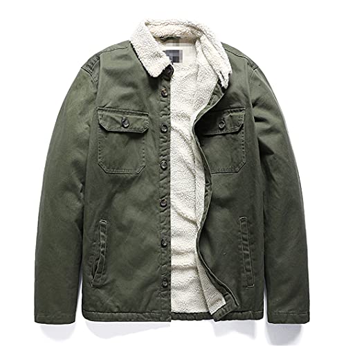 Veste d'hiver Hommes Revers Chaud épais en Meuble en Coton Veste Vintage Veste Vintage Veste RLS0016Green L