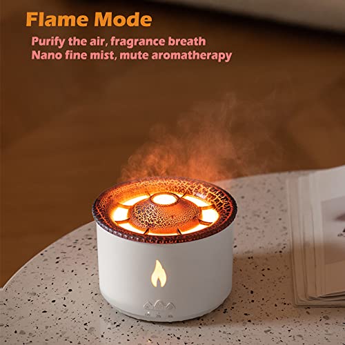 Phiwills Essential Oil Diffuser, Flame & Volcano 2 Mist Modes Aromatherapy Diffuser, Warm Light, Timer & Auto-Off 360Ml Ultrasonic Air Humidifier For Bedroom Home Office Ideas Women Gift #TOP3