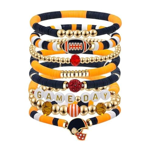 [faytobe] Stackable Football Charm Soft Clay for Sports Fans and Casual Wear 7 Colors Lightweight Design Multicolored Athletic C