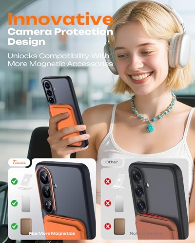 Image of TOCOL for Samsung Galaxy S26 Case, Compatible with Magsafe, Full Camera Protection, Built-in Magnetic, Drop Protection, Translucent Matte Phone Case for S26 6.3 inch (Black)