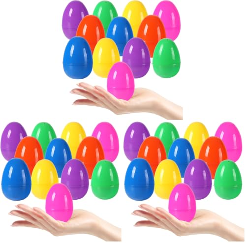 Image of 12Pcs Plastic Bright Easter Eggs Assortment, 3.15'' Fillable Easter Eggs Empty Bulk, Perfect for Easter Egg Hunt /Surprise Egg (Pack of 3)