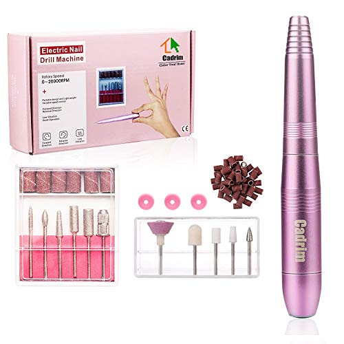 Cadrim Portable Nail Drill Set, Eletric Lightweight Nail File Kit Professional Efile for Acrylic Nail, Gel Polish, Manicures and Pedicure with USB Cable