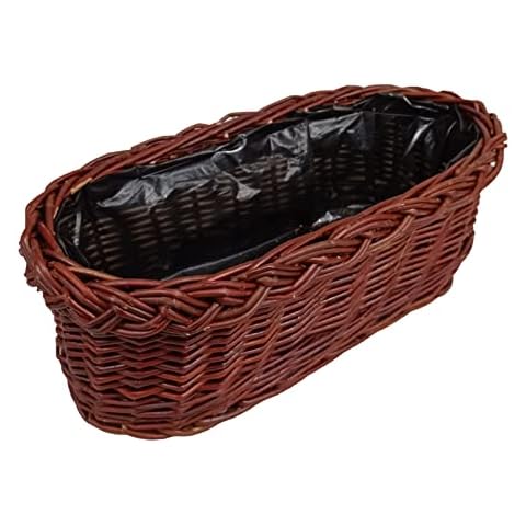 Wicker pot for the garden, wicker box, wicker pot, basket pot, decorative pot, flower pot, garden pot (30 x 16 H 12 cm) Cover