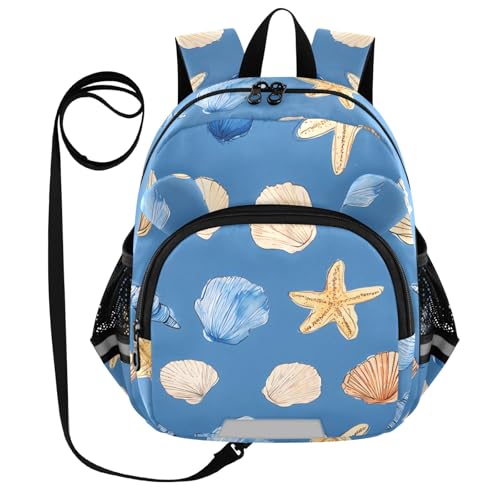 Kid's Backpack for Boys & Girls Toddler Bag Shell Pattern Backpack with Safety Leash