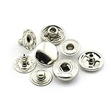 60 Sets 10mm Metal Snap Fasteners Press Stud Rounded Sewing Rivet Buttons Clothing Leather Craft DIY Poppers Silver