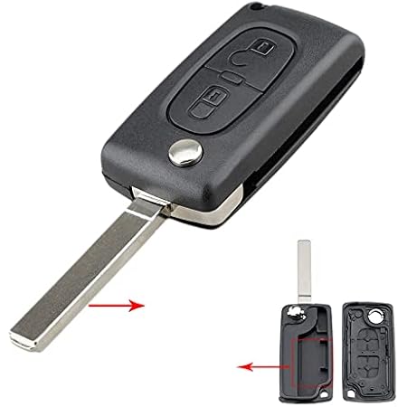 JYNVO 2-Tasten Schlüsselgehäuse CE0536 Für Peugeot & Citroen - Mit Schlüsselanhänger