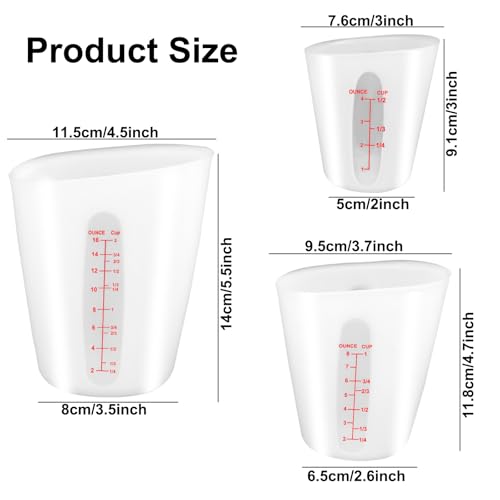 Juego 3 Vasos Medidores de Silicona Grandes con 4 Espátulas miniatura 3