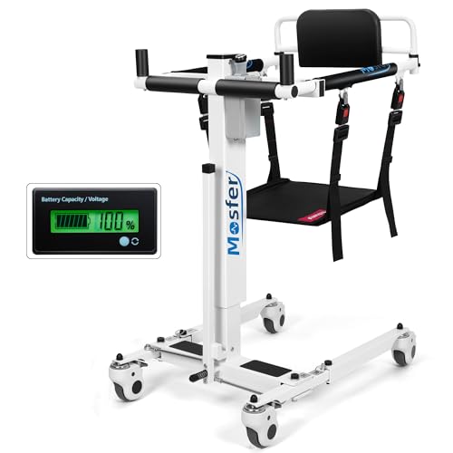 Mosfer Electric Patient Lift Transfer Chair Lift Chair Lift Assist Devices for Home Seniors and Disabled with Adjustable Height Folding Bathroom Wheelchair Move from Bed to Chair Toilet Car Outdoor
