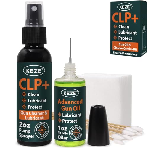 KEZE Kit de nettoyant et lubrifiant pour Armes à feu Gun Oil CLP - Pulvérisateur à Pompe à Brume Fine de 59 ML et Huile synthétique antirouille de...
