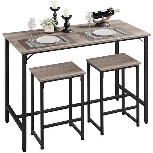 Yaheetech 3 Piece Dining Table Set, 47.5' Industrial Pub Table Set, Counter Height Kitchen Table...