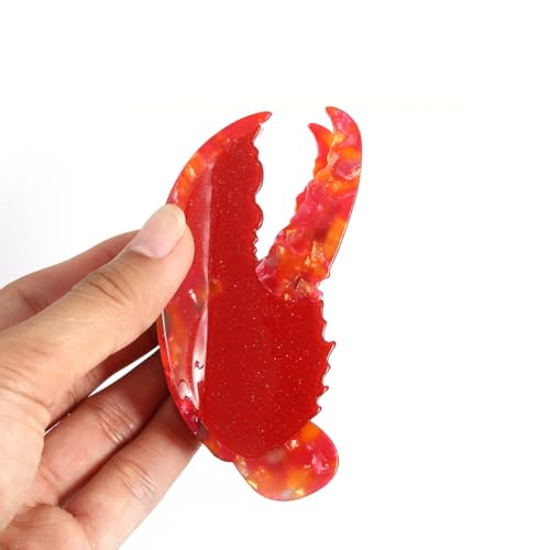 Lobster Claw Clip,Funny Red Lobster Pincers Hair Clip,Acetate Hair Clips,Small Claw Clips for Women Ocean Animal Cute Hair Clip Big Claw Clip
