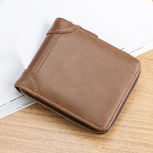 Women Portable Leather Small Women Wallet Leather Blocking Bifold Zipper Pocket Card Holder with ID Window2