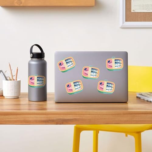 Image of 3 Pcs Kawaii Style Sardines Sticker, in Can Fish Sticker, Dark Humor Funny Bumper Die-Cut Vinyl Sticker 3 Inches for Water Bottles Laptop Phone Car Ski Helmet