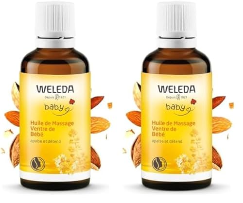 WELEDA Bio Baby Bäuchlein Massageöl, Naturkosmetik Massage Öl gegen Bauchschmerzen und Krämpfe von Babys und Kleinkindern, Pflegeöl zur Verdauungsförderung (1 x 50 ml) (Packung mit 2)