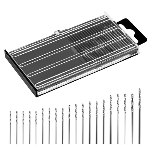 Jeffdad 20 Stück Mini Handbohrer Spiralbohrer Bits Set, 0,3–1,6 mm HSS Mini-Mikrobohrer Set Handbohr Bit Set für DIY Holz Harz Schmuckherstellung Kunststoff Harz Clay Schlüsselbund