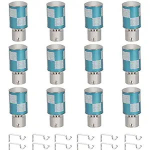 SPOTBIA Light Weight Aluminium Steel Curtain Bracket with Support 1 Inch Rod Pocket Finials Designer Window Rod Support Fittings, Curtain Rod Holder(Cyan) (Pack of 12)