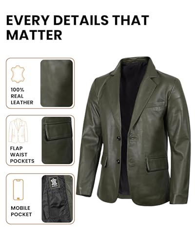 Image of Decrum Lambskin Leather Blazer for Men - Genuine Leather Sport Coat for Formal & Business Casual
