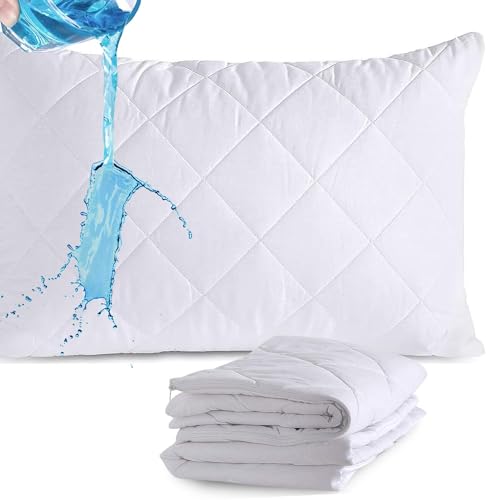 Nalitex Waterproof Pillow Protector with Zipper Style (2 Pack, White) Pillow Covers Luxury Queen Pillow Protectors Breathable and Ultra Soft Pillow Protector (20x30 Inches)
