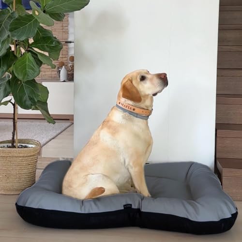 4L Textil Ella Hundebett große Hunde Wasserfestes Hundebett Kunstleder Hundekissen Kunstleder Hundematratze (110x90 cm, Graphit)