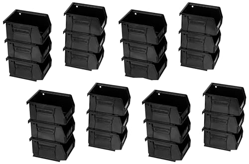 Image of Akro-Mils 30210 AkroBins Plastic Storage Bins, Space-Saving Stackable Bins for Garage, Pantry, Craft Organization, 5 inch x 4 inch x 3 inch, Black, (Pack of 24)