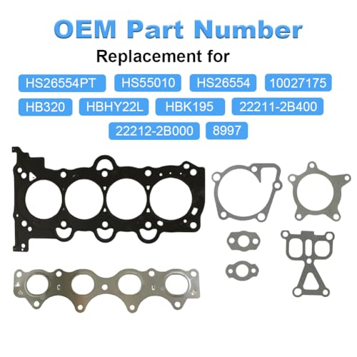 Image of Cylinder Head Gasket Set with Bolts Compatible with Hyundai Accent Elantra Sonata Tucson Veloster Kia Rio Soul 1.6L L4 2012-2019 Replacement for HS26554PT HS55010