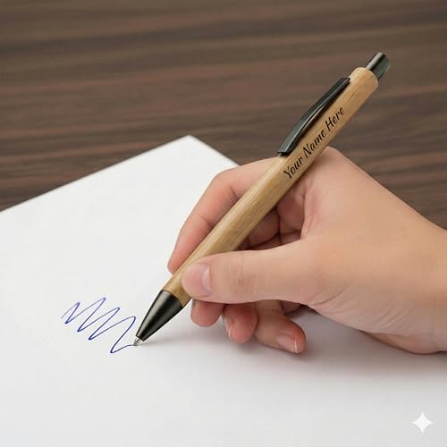 Image of Kajri Gifts Personalized Pen with Name Engraved Wooden Gift Box Best for Gifting, Corporate Gift, Doctor, Advocate, Boss, Employee, Teacher (Wooden Look)