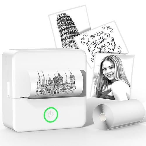 MAXDONE Pocket Printer Mini Sticker Printer - Thermal Printer Receipt Printer Inkless Portable Printer Bluetooth Photo Printer Ideal for Journal, Study Notes, Memo, Home Label, Fun Work