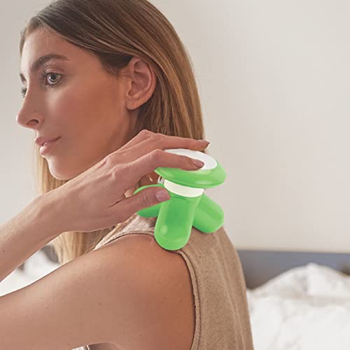First Health Handheld Green Mini Massager|Neck Massager, Back Massager, Scalp Massager For Pain Relief|3 Pulsating Modes For Aches And Pains|Portable, Cordless & Battery-Operated Vibrating Massager #TOP5