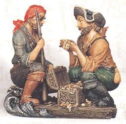 HS Two Pirates w/Treasure Nautical Figurine/Statue