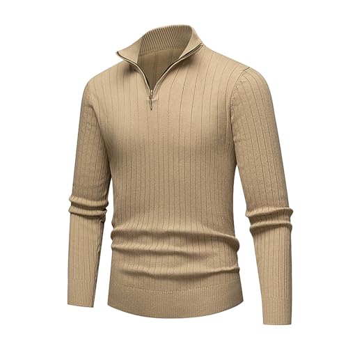 Men's Quarter Zip Knitted Sweaters Slim Fit Long Sleeve Pullover Sweater Textured Mock Neck Outdoor Running Sweaters2