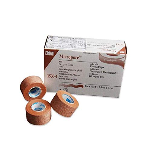 3M Micropore 1" x 10 yd. Tan Surgical Tape - Box of 12